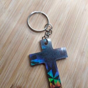 Porte clé Croix Holographique