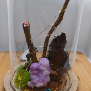 Scène sous cloche nativité lumineuse