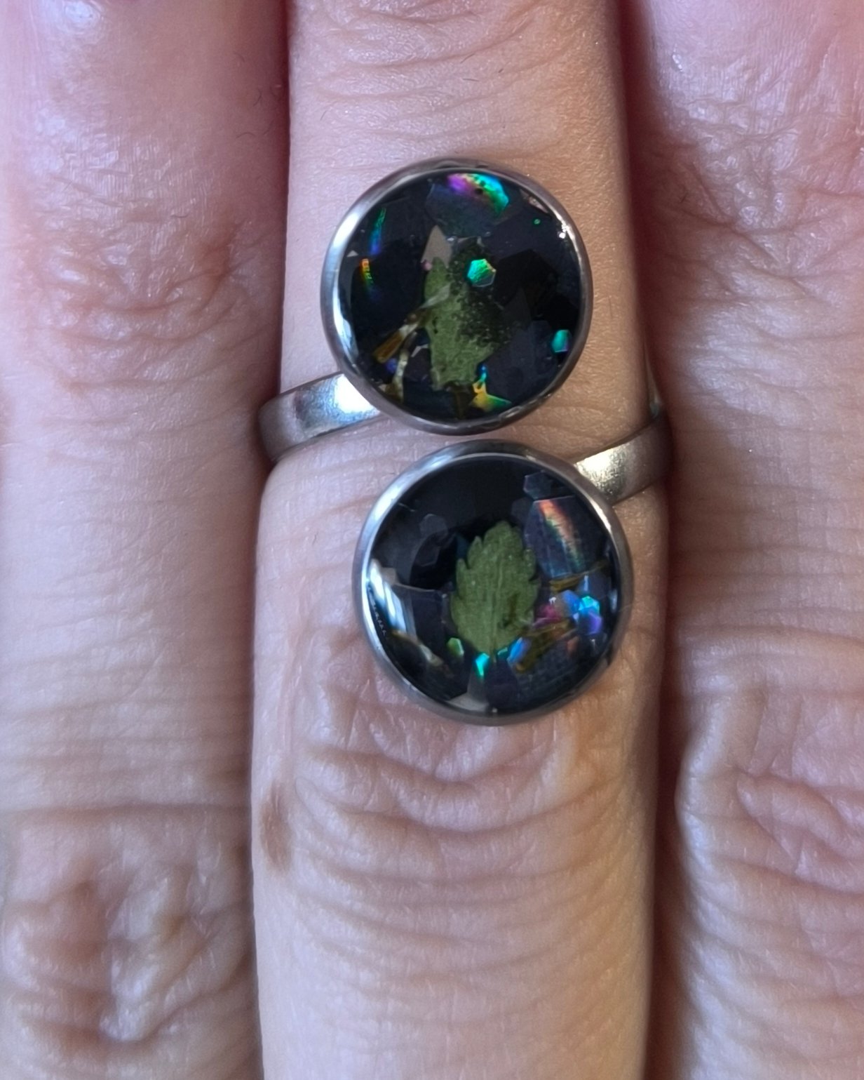 Bague Argentée Réglable Double – Image 5