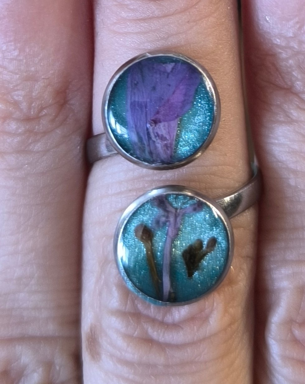 Bague Argentée Réglable Double – Image 3