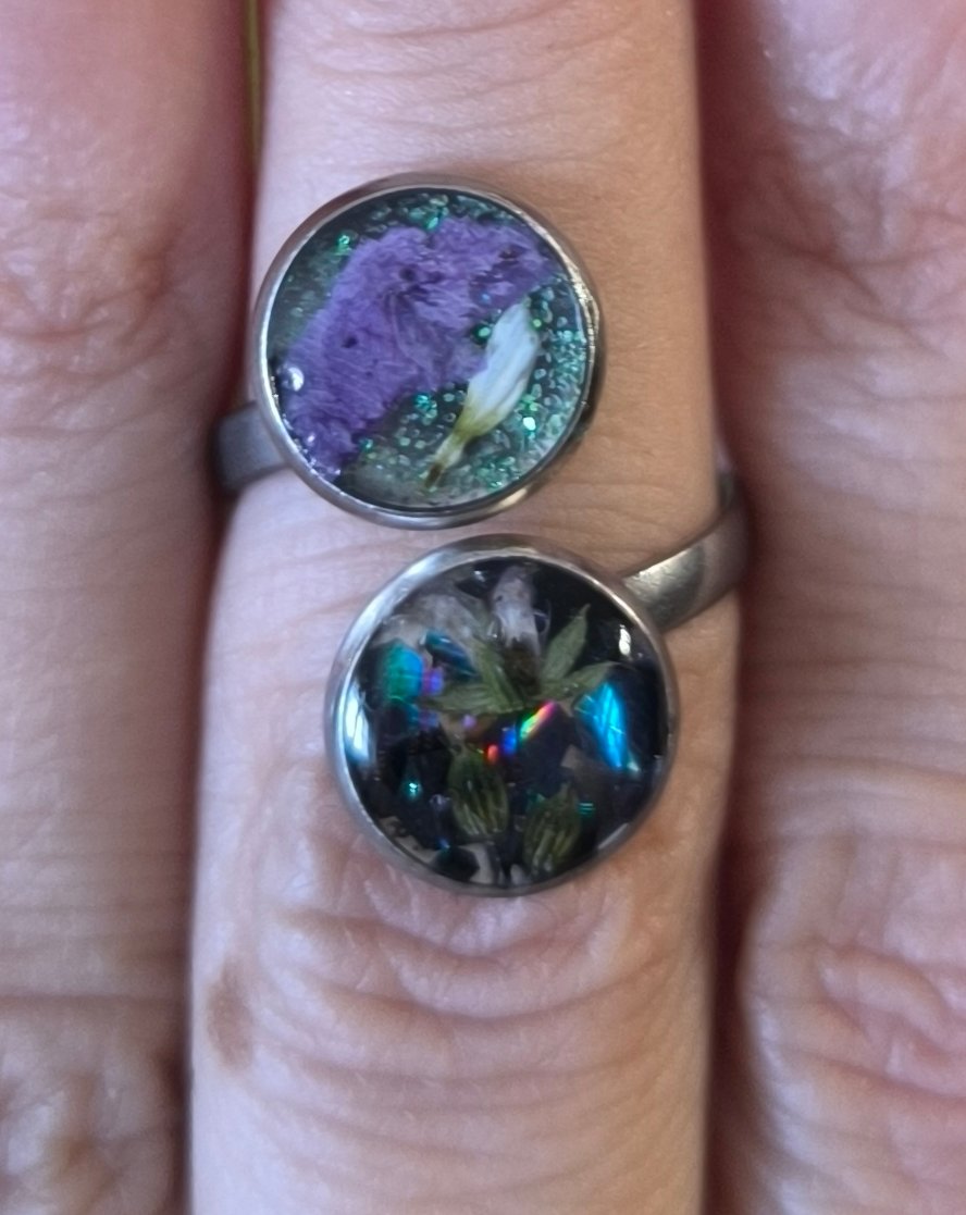 Bague Argentée Réglable Double – Image 4